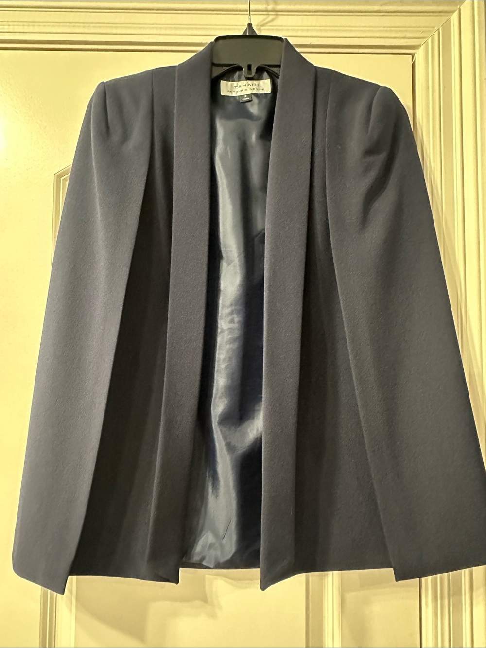 T Tahari Dark Navy Shawl Collar Blazer